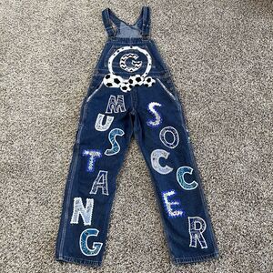 Key Overalls Denim Jean Baggy Hiphop Retro Women's Sz 8 Fit Trendy Oversize